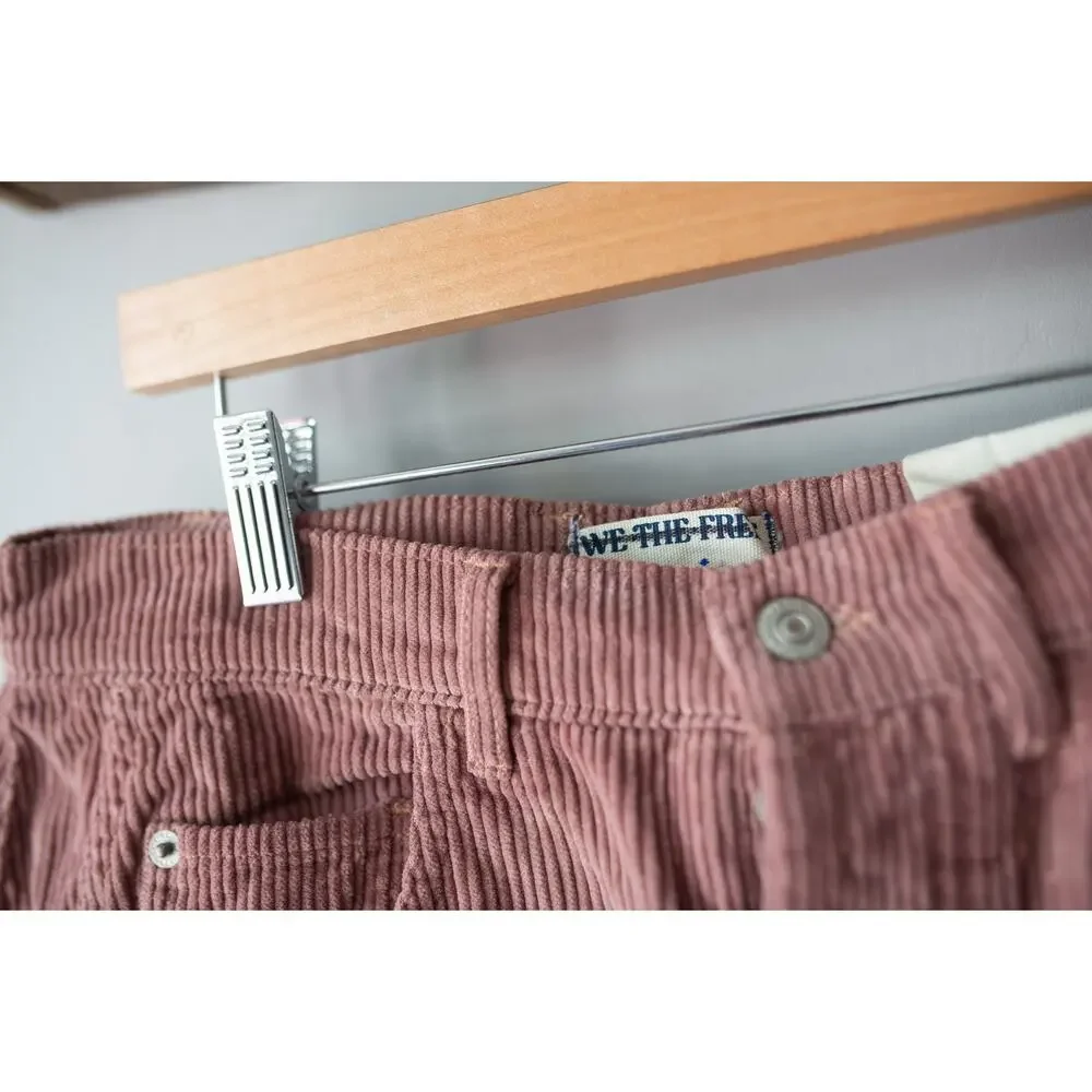 Free People We The Free Good Luck Mid-Rise Cord Barrel Jeans 27 NEW - Picture 4 of 5